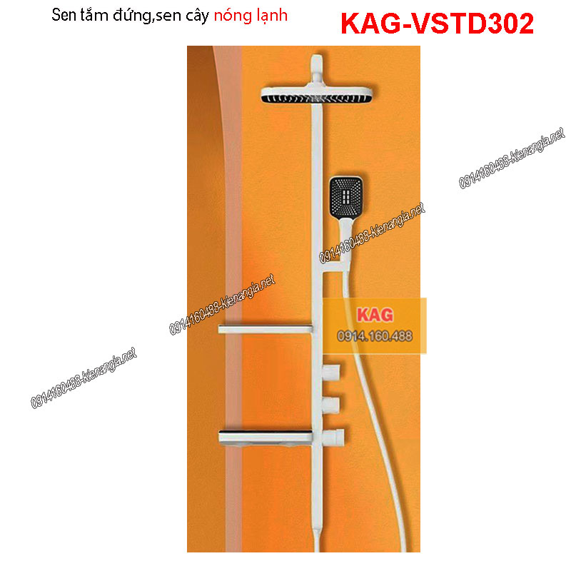 Sen tắm đứng nóng lạnh đa năng kệ phụ kiện trắng KAG-VSTD302