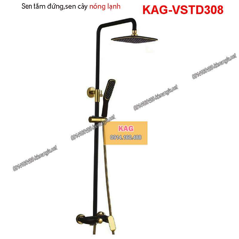 Sen tắm đứng nóng lạnh cao cấp đen vàng KAG-VSTD308