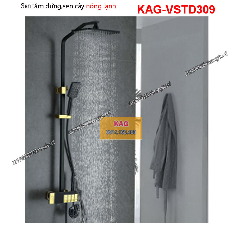 Sen tắm đứng nóng lạnh cao cấp đen vàng KAG-VSTD309