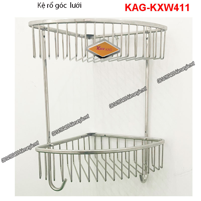 Kệ đựng chai xà bông góc phòng tắm 2 tầng inox sus304 KAG-KXW411