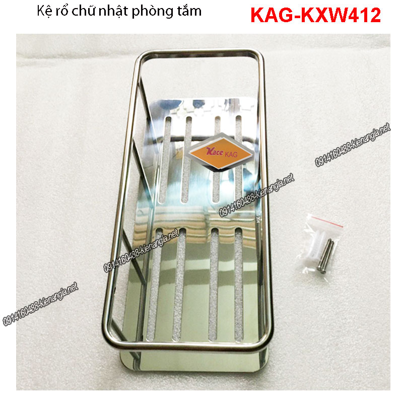 Kệ đựng chai xà bông chữ nhật phòng tắm inox sus304 KAG-KXW412
