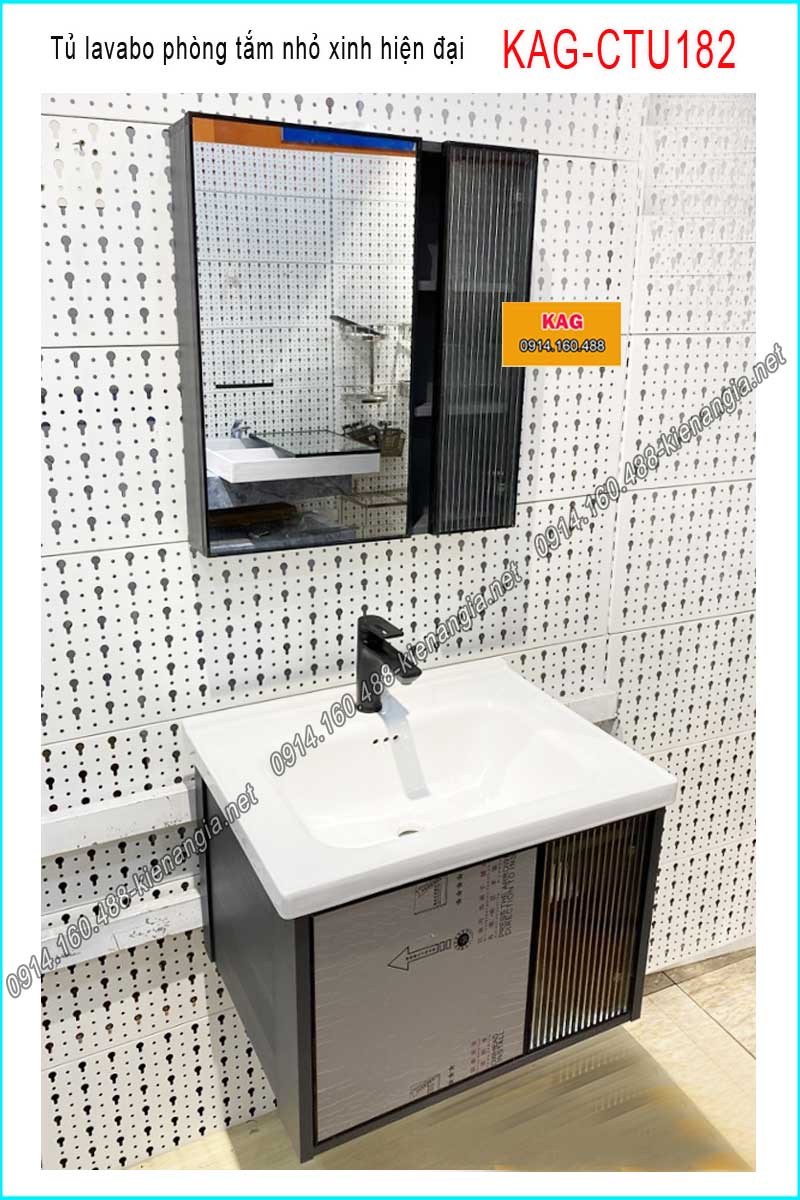 Tủ lavabo bằng nhôm nhỏ xinh phòng tắm hiện đại KAG-CTU182