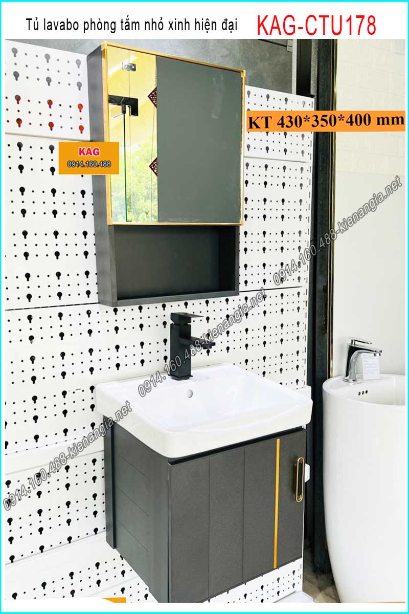 Tủ lavabo bằng nhôm nhỏ xinh phòng tắm hiện đại  KAG-CTU178
