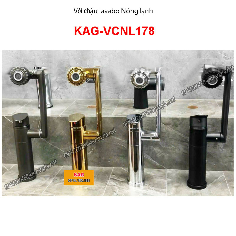 Vòi chậu lavabo nóng lạnh XOAY 360 ĐỘ KAG-VCNL178