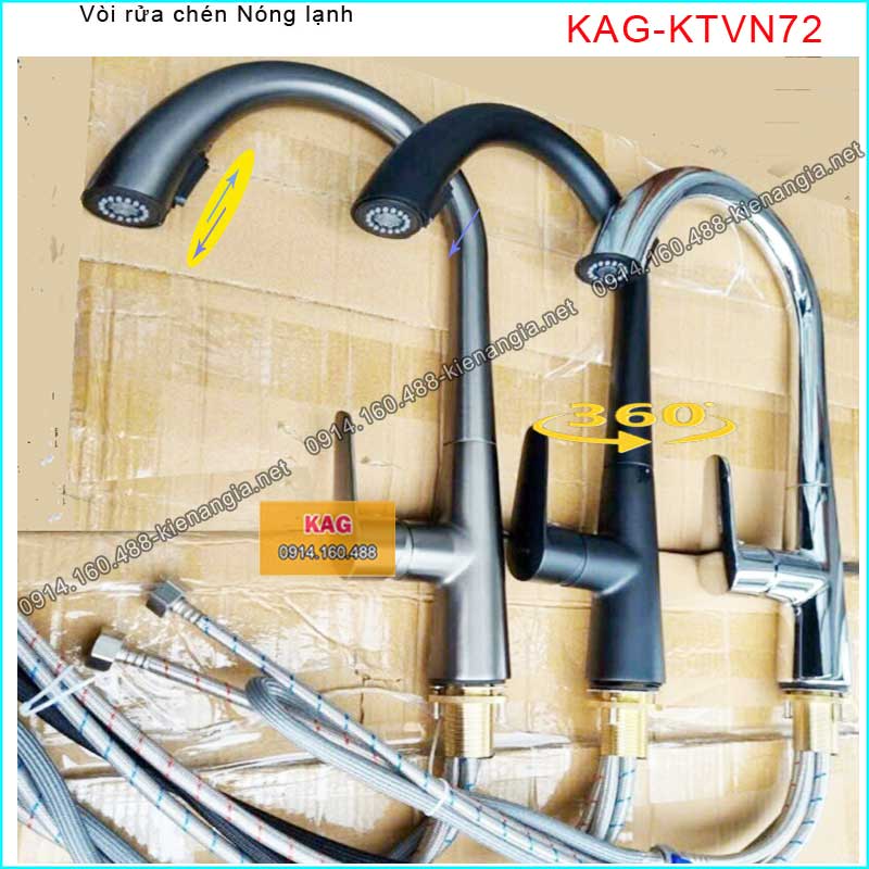 Vòi rửa chén nóng lạnh rút dây đa màu KAG-KTVN72