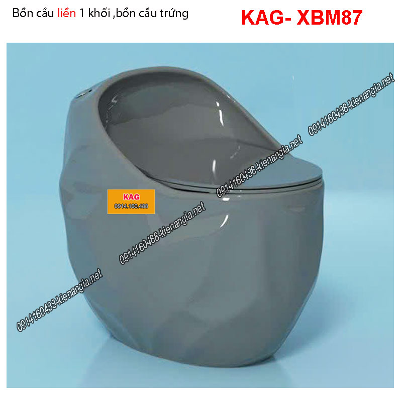 Bồn cầu trứng kim cương màu Xám cao cấp KAG-XBM87