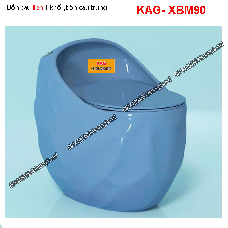 Bồn cầu trứng kim cương màu Xanh cao cấp KAG-XBM90