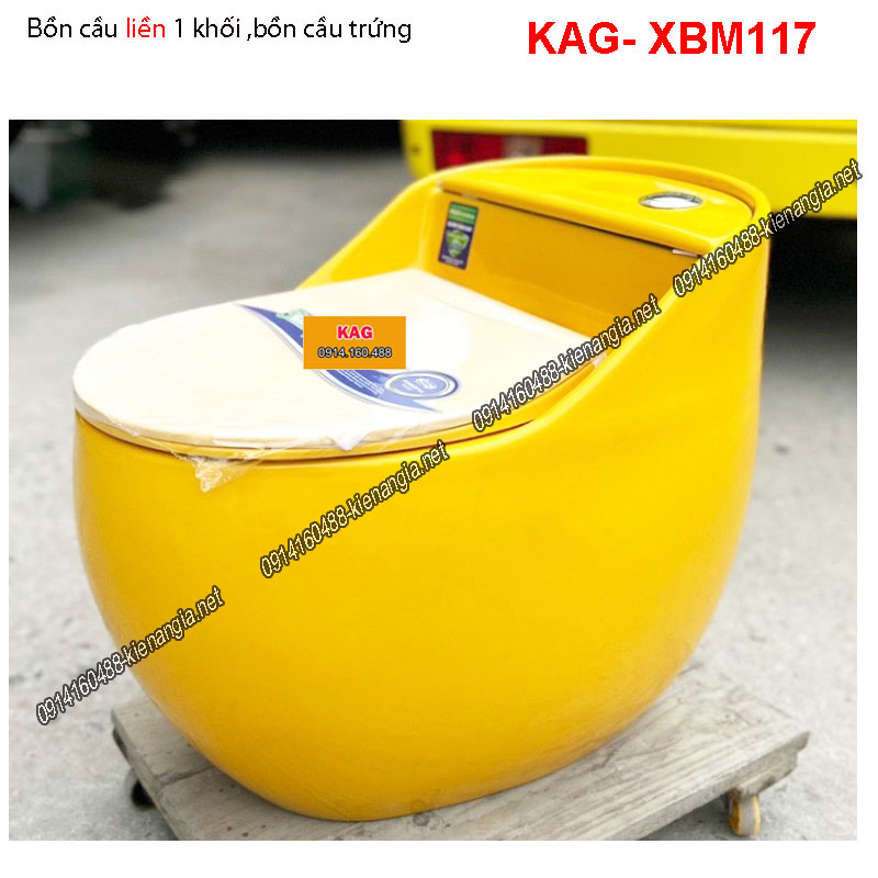 Bồn cầu trứng màu vàng cao cấp KAG-XBM117