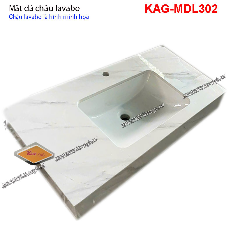 Mặt đá trắng vân khói chậu lavabo AG-MDL302