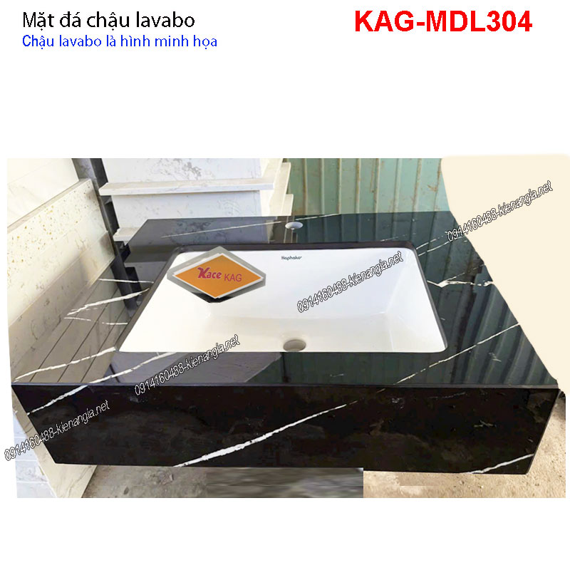Mặt đá đen vân trắng chậu lavabo KAG-MDL304