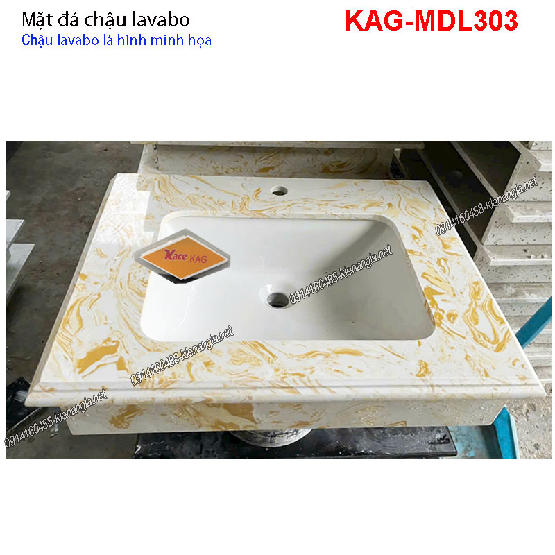 Mặt đá kem vân vàng chậu lavabo KAG-MDL303