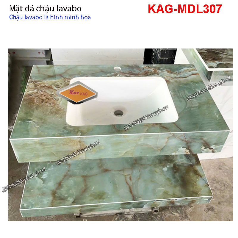 Mặt đá xanh cẩm thạch vân mây hậu lavabo KAG-MDL307