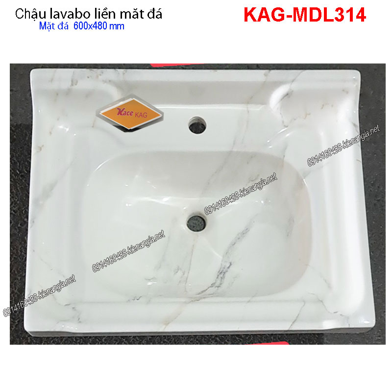 Chậu lavabo tràn viền mặt đá sứ cảm thạch 60x48-KAG-MDL314