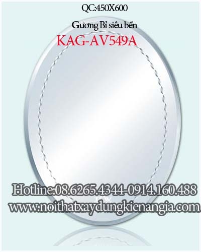 Kính oval viền nổi không ố mờ 450x600 KAG-AV549A
