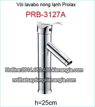Vòi lavabo nóng lạnh Thái Lan Prolax PRB3127A cao 25cm tay lượn sóng