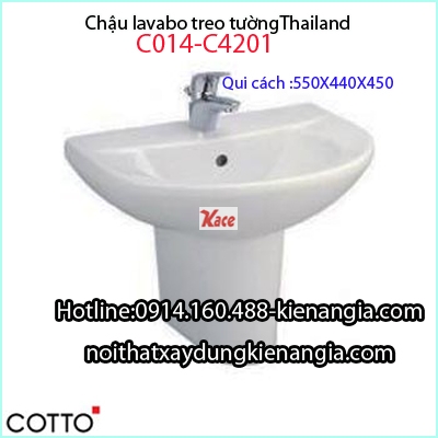 Chậu lavabo chân treo Thailand Cotto-C014-4201
