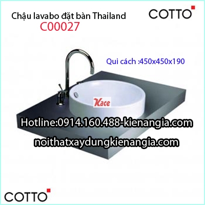 Chậu lavabo đặt bàn Thái Lan Cotto C00027
