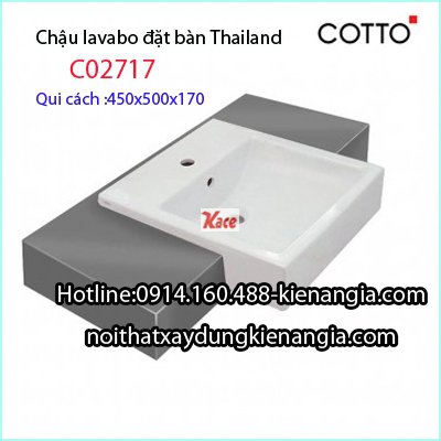 Chậu lavabo đặt bàn Thái Lan Cotto C02717