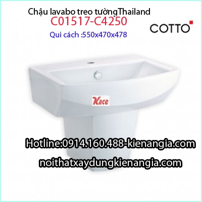 Chậu lavabo chân treo Thailand Cotto-C01517-C4250