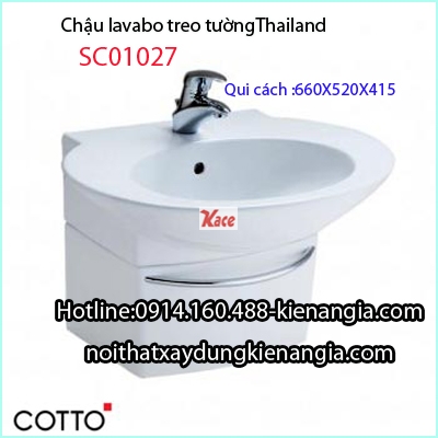Chậu lavabo chân treo tường Thailand Cotto-SC01027