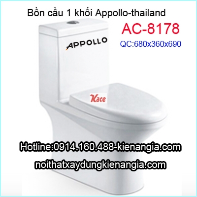 Bồn cầu 1 khối  Thái Lan Appollo AC-8178