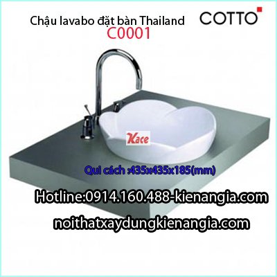 Chậu lavabo đặt bàn Thái Lan Cotto C0001