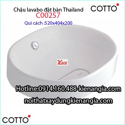 Chậu lavabo đặt bàn Thái Lan Cotto C00257