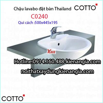 Chậu lavabo đặt bàn Thái Lan Cotto C0240
