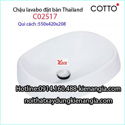 Chậu lavabo đặt bàn Thái Lan Cotto C02517