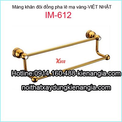 Máng khăn đôi đồng mạ vàng Việt Nhật IM-612