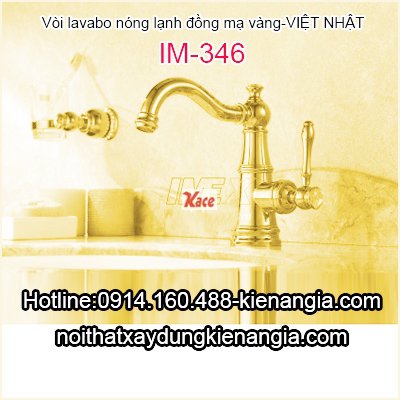Vòi lavabo nóng lạnh đồng mạ vàng IMEX IM-346