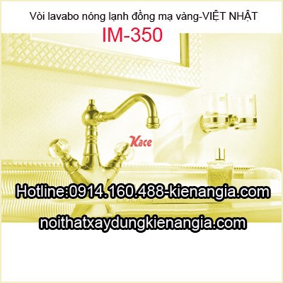Vòi lavabo nóng lạnh đồng mạ vàng IMEX IM-350