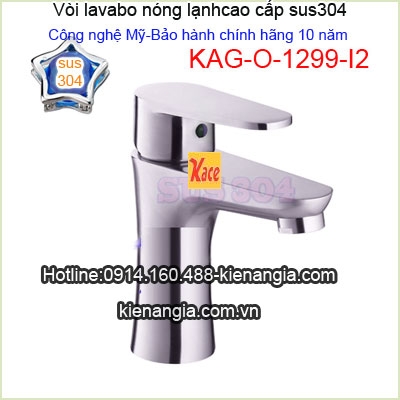 Vòi chậu lavabo inox 304 nóng lạnh KAG-O1299I2
