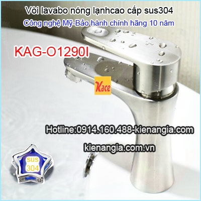 Vòi chậu lavabo inox 304 nóng lạnh KAG-O1290I