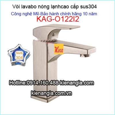 Vòi chậu lavabo inox 304 nóng lạnh KAG-O122I2