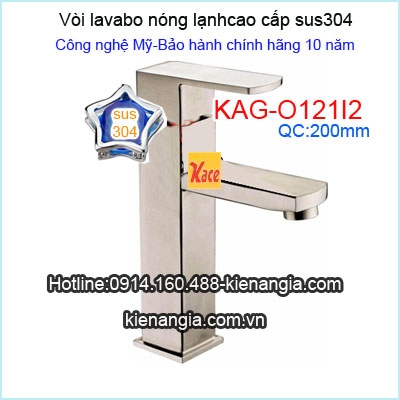 Vòi chậu lavabo inox 304 nóng lạnh KAG-O121I2