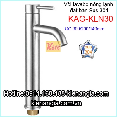 Vòi lavabo nóng lạnh cao 300 inox 304 KAG-KLN30