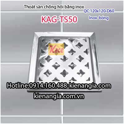 Phễu thoát sàn inox hoa thị 120X120 D60 KAG-TS50