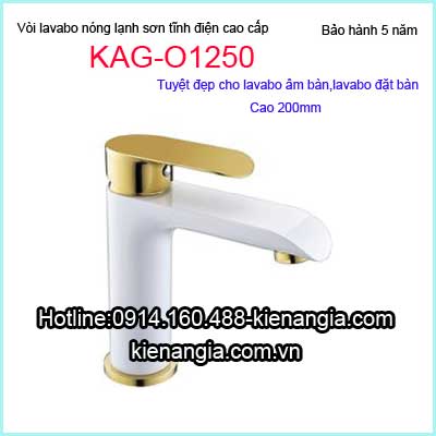 Vòi lavabo nóng lạnh sơn tĩnh điện trắng KAG-O1250