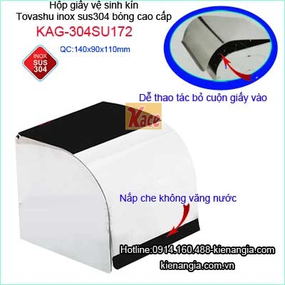 Hộp giấy vệ sinh kín cao cấp sus304 Tovashu KAG-304SU172