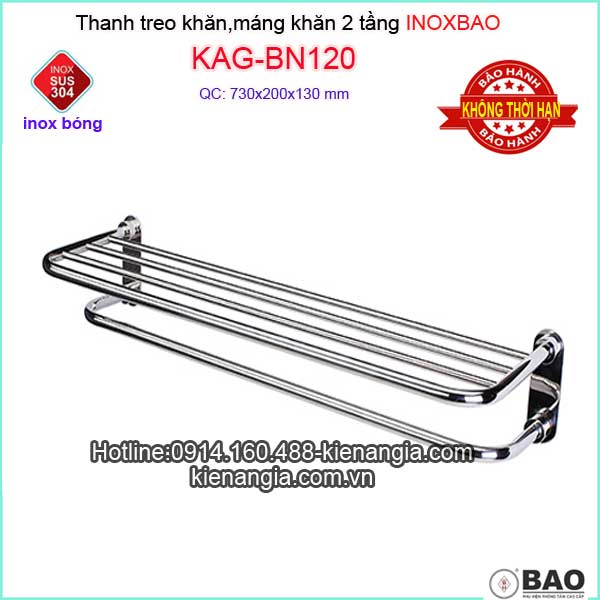 Kệ máng khăn 2 tầng inox Bao KAG-BN120
