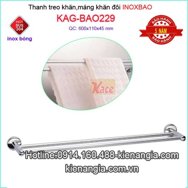 Máng khăn đôi inox Bảo KAG-BAO229