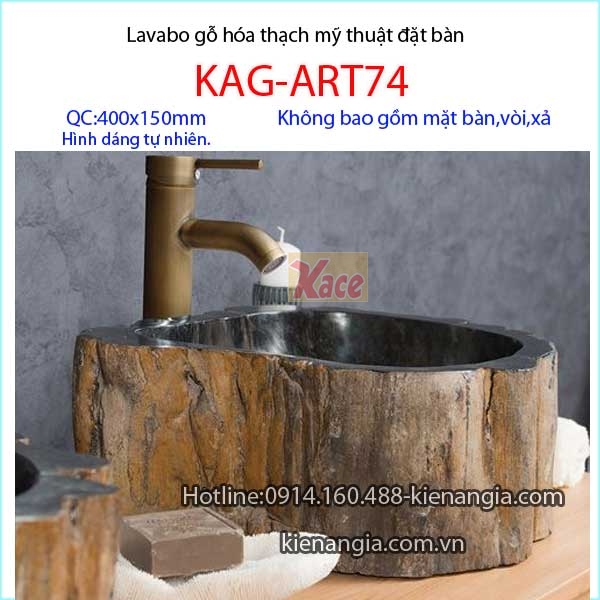 Chậu lavabo bằng gỗ hóa thạch KAG-ART74