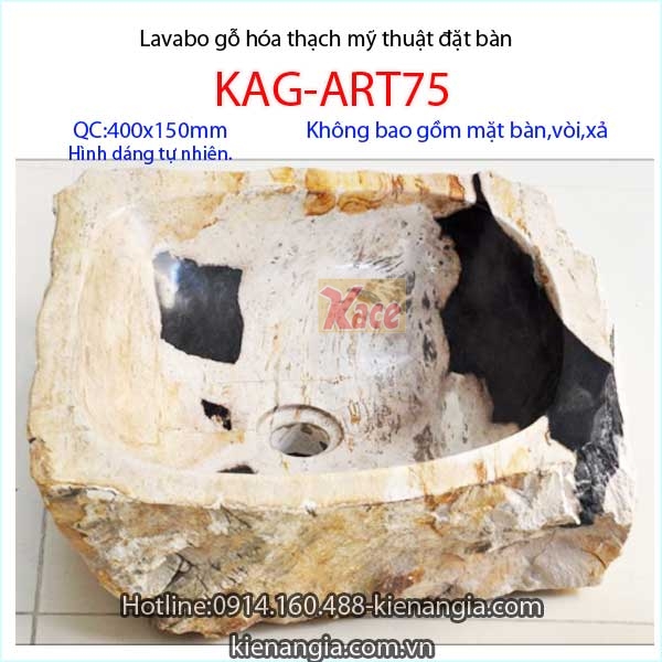 Lavabo mỹ thuật gỗ hóa thạch KAG-ART75