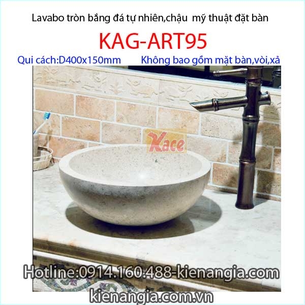 Lavabo tròn bằng đá tự nhiên KAG-ART95