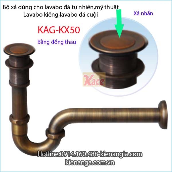 Xả cho lavabo kiếng,chậu gỗ hóa thạch KAG-KX50