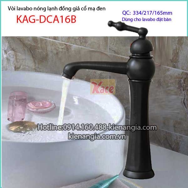 Vòi lavabo cao cho lavabo nổi bằng đồng mạ đen KAG-DCA16B