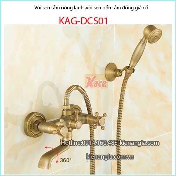 Vòi sen bồn tắm nóng lạnh đồng giả cổ KAG-DCS01