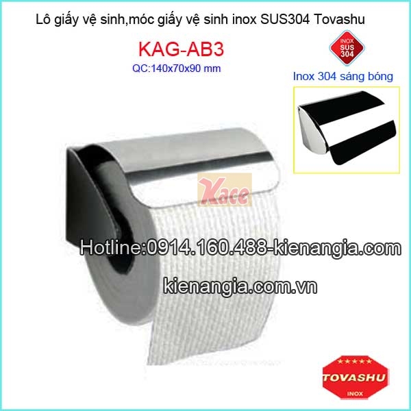 Lô giấy vệ sinh Tovashu bằng inox 304KAG-AB3