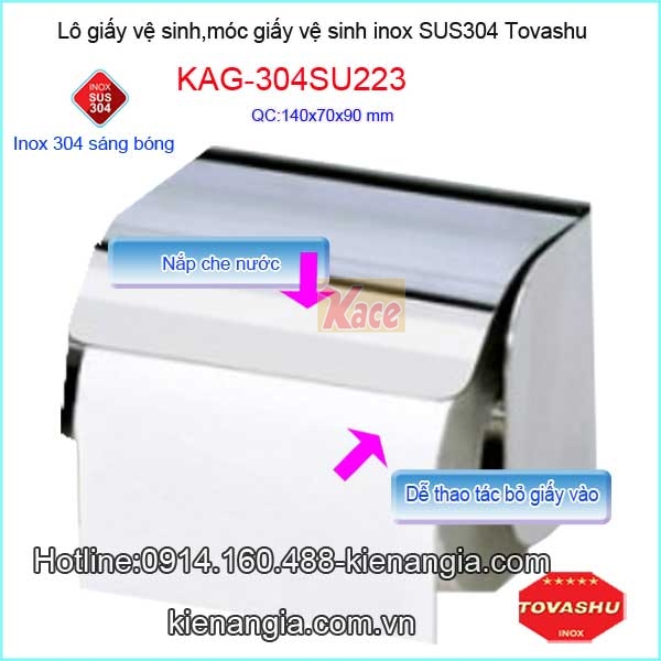 Lô giấy vệ sinh Tovashu inox sus304 KAG-SU223